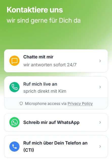 KIM - Ihre KI-Assistentin - Kontaktiere uns